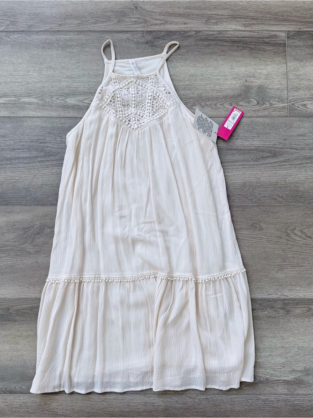 Xhilaration Target Juniors Cream Crochet High Neck Dress